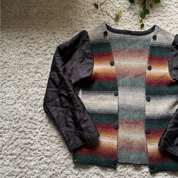 VTG Woolrich Striped Wool Blend Saddle blanket Print Jacket Boho - Picture 4 of 15